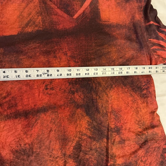 Jess & Jane Womens Tunic Top XL Red Black Manhattan Art to Wear Boho Cozy - Picture 5 of 5